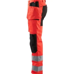 Riipputaskuhousut Blåkläder 1552 Highvis Stretch, huomiopunainen/musta