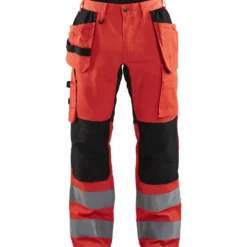 Riipputaskuhousut Blåkläder 1552 Highvis Stretch, huomiopunainen/musta