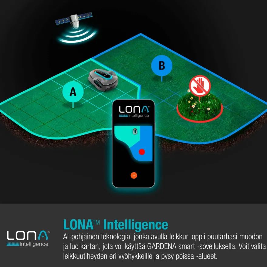 Robottiruohonleikkuri Gardena Smart Sileno Life 1000 Lona, 1000m²