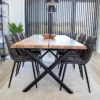 Ruokailuryhmä House Nordic, 200x95cm vaaleanruskea Toulon-pöytä + 6 tummanruskeaa Middelfart-tuolia