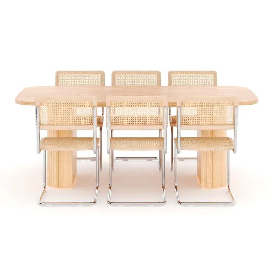Ruokailuryhmä Kopparbo, 200cm, 6 Build-tuolia, ruskea (01710)