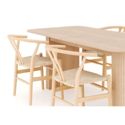 Ruokailuryhmä Kopparbo, 160-220cm jatkettava, 4 Dastoori ruokatuolia, beige (00707)
