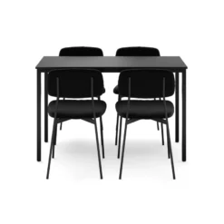 Ruokailuryhmä Lowe, 120cm, 4 tuolia, musta (00479)