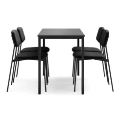 Ruokailuryhmä Lowe, 120cm, 4 tuolia, musta (00479)