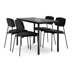 Ruokailuryhmä Lowe, 120cm, 4 tuolia, musta (00479)
