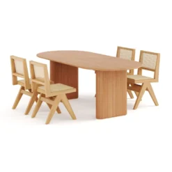 Ruokailuryhmä Neandir, 220cm soikea, 4/6 tuolia, eri tuoli-/värivaihtoehtoja (RR220)