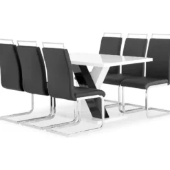 Ruokailuryhmä Scandinavian Choice Cesi 140cm 140 6 Isoda tuolia valkoinen/musta