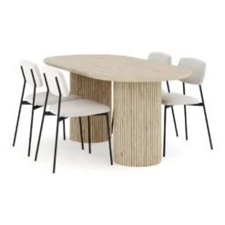 Ruokailuryhmä Uppveda, 180cm, soikea travertiini, 4 tuolia, eri tuoli-/värivaihtoehtoja (R180S)