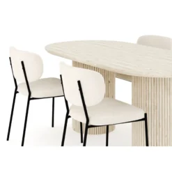 Ruokailuryhmä Uppveda, 180cm, soikea travertiini, 4 tuolia, eri tuoli-/värivaihtoehtoja (R180S)