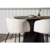 Ruokailuryhmä Venture Home, ⌀110cm musta Bootcut-pöytä + 4 beigeä Berit-tuolia, sametti