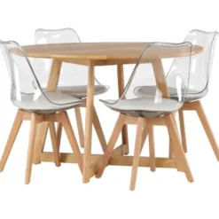 Ruokailuryhmä Venture Home, ⌀120cm Yakidon-pöytä + 4 Edvin-tuolia