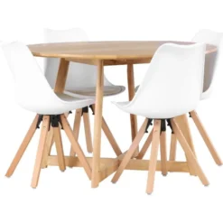 Ruokailuryhmä Venture Home, ⌀120cm Yakidon-pöytä + 4 Zeno-tuolia