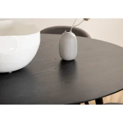 Ruokailuryhmä Venture Home, ⌀115cm musta Dipp-pöytä + 4 harmaata Velvet Stitches -tuolia