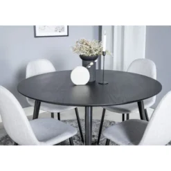 Ruokailuryhmä Venture Home, ⌀115cm musta Dipp-ruokapöytä + 4 Polar-tuolia