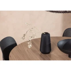 Ruokailuryhmä Venture Home, ⌀120cm Durango-pöytä + 4 mustaa Baltimore-tuolia