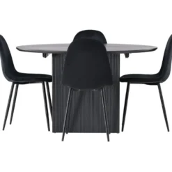 Ruokailuryhmä Venture Home, ⌀130cm, jatkettava Matilda-pöytä + 4 Polar-tuolia