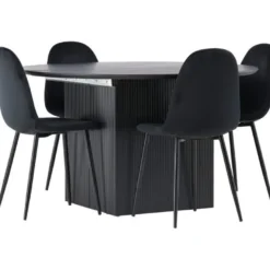 Ruokailuryhmä Venture Home, ⌀130cm, jatkettava Matilda-pöytä + 4 Polar-tuolia