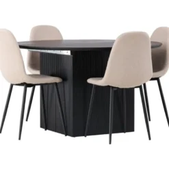 Ruokailuryhmä Venture Home, ⌀130cm, jatkettava Matilda-pöytä + 4 Polar-tuolia