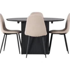 Ruokailuryhmä Venture Home, ⌀130cm, jatkettava Matilda-pöytä + 4 Polar-tuolia