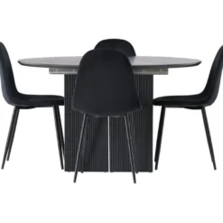 Ruokailuryhmä Venture Home, ⌀130cm, jatkettava Matilda-pöytä + 4 Polar-tuolia