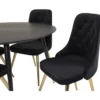 Ruokailuryhmä Venture Home, ⌀115cm musta Dipp-ruokapöytä + 4 Velvet Deluxe -tuolia