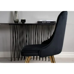 Ruokailuryhmä Venture Home, ⌀115cm musta Dipp-ruokapöytä + 4 Velvet Deluxe -tuolia