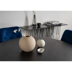 Ruokailuryhmä Venture Home, ⌀115cm musta Dipp-ruokapöytä + 4 Velvet Deluxe -tuolia