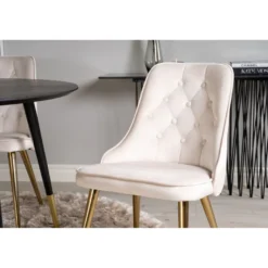 Ruokailuryhmä Venture Home, ⌀115cm musta Dipp-ruokapöytä + 4 Velvet Deluxe -tuolia