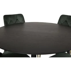 Ruokailuryhmä Venture Home, ⌀115cm musta Dipp-ruokapöytä + 4 Velvet Deluxe -tuolia