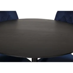 Ruokailuryhmä Venture Home, ⌀115cm musta Dipp-ruokapöytä + 4 Velvet Deluxe -tuolia