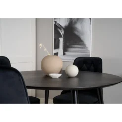 Ruokailuryhmä Venture Home, ⌀115cm musta Dipp-ruokapöytä + 4 Velvet Deluxe -tuolia
