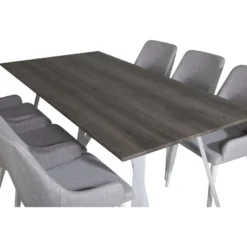 Ruokailuryhmä Venture Home, 180x90cm Silar-pöytä + 6 harmaata harmaa Marina-pöytä + 6 harmaata Plaza-tuolia