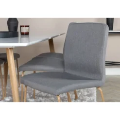 Ruokailuryhmä Venture Home, 180x90cm valkoinen/ruskea Polar-pöytä + 6 harmaata Mace-tuolia