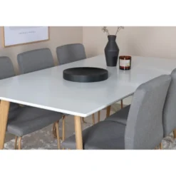 Ruokailuryhmä Venture Home, 180x90cm valkoinen/ruskea Polar-pöytä + 6 harmaata Mace-tuolia