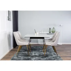 Ruokailuryhmä Venture Home, 140x90cm valkoinen Estelle-pöytä + 4 Velvet Deluxe -tuolia, sametti