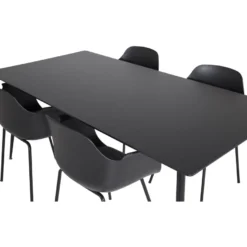 Ruokailuryhmä Venture Home, 180x90cm musta Silar-pöytä + 4 mustaa Comfort-tuolia, muovi