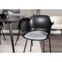 Ruokailuryhmä Venture Home, 180x90cm musta Silar-pöytä + 4 mustaa Comfort-tuolia, muovi