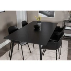 Ruokailuryhmä Venture Home, 180x90cm musta Silar-pöytä + 4 mustaa Comfort-tuolia, muovi