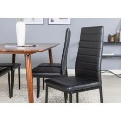 Ruokailuryhmä Venture Home, 180x90cm ruskea Polar-pöytä + 6 mustaa Slim High -tuolia