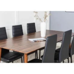 Ruokailuryhmä Venture Home, 180x90cm ruskea Polar-pöytä + 6 mustaa Slim High -tuolia