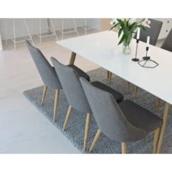 Ruokailuryhmä Venture Home, 180x90cm valkoinen/ruskea Polar-pöytä + 6 Leone-tuolia