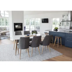 Ruokailuryhmä Venture Home, 180x90cm valkoinen/ruskea Polar-pöytä + 6 Leone-tuolia