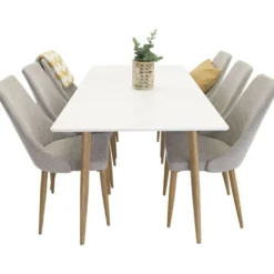 Ruokailuryhmä Venture Home, 180x90cm valkoinen/ruskea Polar-pöytä + 6 Leone-tuolia