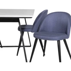 Ruokailuryhmä Venture Home, 140x90cm valkoinen Estelle-pöytä + 4 Velvet-tuolia