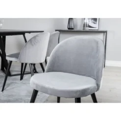 Ruokailuryhmä Venture Home, 180x90cm musta Marina-pöytä + 6 Velvet-tuolia
