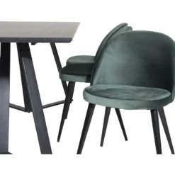 Ruokailuryhmä Venture Home, 180x90cm musta Marina-pöytä + 6 Velvet-tuolia