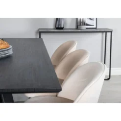 Ruokailuryhmä Venture Home, 180x90cm musta Marina-pöytä + 6 Velvet-tuolia