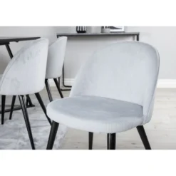 Ruokailuryhmä Venture Home, 180x90cm musta Marina-pöytä + 6 Velvet-tuolia, vakosametti