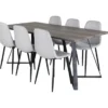 Ruokailuryhmä Venture Home, 180x90cm harmaa/musta Marina-pöytä + 6 harmaata Polar Diamond -tuolia