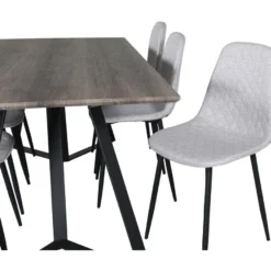 Ruokailuryhmä Venture Home, 180x90cm harmaa/musta Marina-pöytä + 6 harmaata Polar Diamond -tuolia